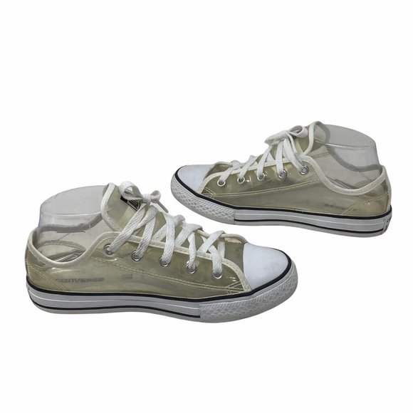 Converse Chuck Taylor All Star Junior Youth Size 3 Clear White Low Top Retro - Picture 3 of 10